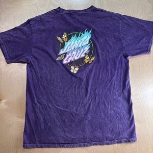 Santa Cruz Skateboards Purple Acid Wash Butterfly Graphic Tee T-shirt Large